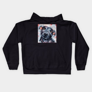 Sam, Portrait of a Staffy Dog Kids Hoodie